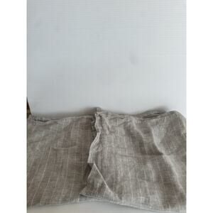 Crate and Barrel Linen Pinstripe Euro Shams Grey Luxury Bedding Minimalist